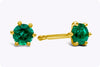 0.41 Carat Total Round Green Emerald Stud Earrings in Yellow Gold