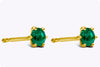 0.41 Carat Total Round Green Emerald Stud Earrings in Yellow Gold