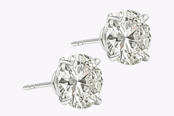 GIA Certified 6.08 Carats Total Round Brilliant Cut Diamond Stud Earrings in Platinum