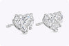 GIA Certified 6.03 Carats Total Heart Shape Diamond Stud Earrings in Platinum