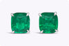 4.93 Carats Total Cushion Cut Green Emerald Stud Earrings in White Gold