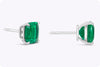 4.93 Carats Total Cushion Cut Green Emerald Stud Earrings in White Gold