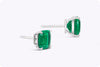 4.93 Carats Total Cushion Cut Green Emerald Stud Earrings in White Gold