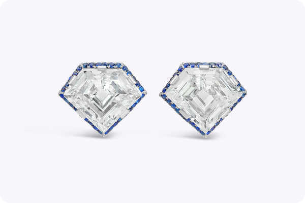 GIA Certified 8.42 Carats Total Diamond-Shaped Stud Earrings in Platinum