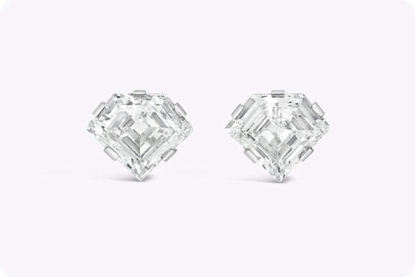 GIA Certified 8.42 Carats Total Diamond-Shaped Stud Earrings in Platinum