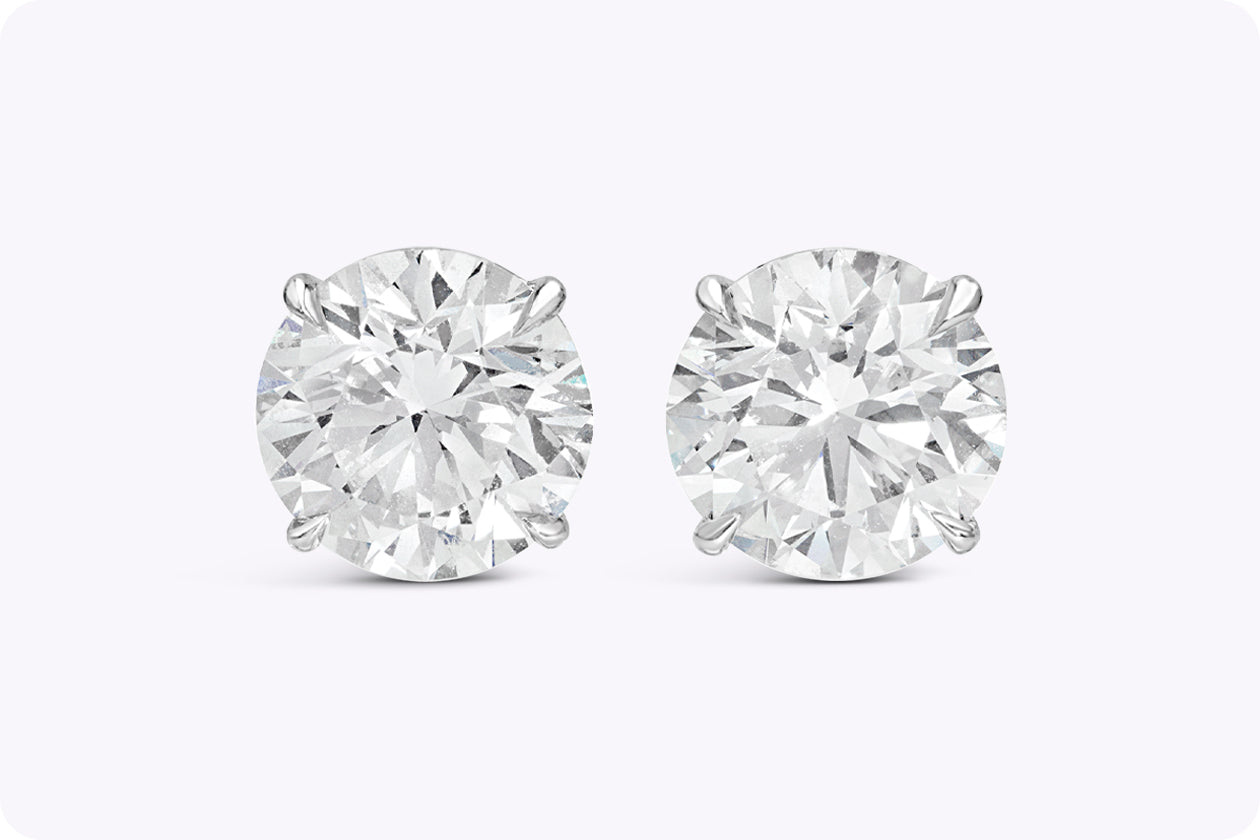 8.65 Carats Total Round Brilliant Cut Diamond Stud Earrings in Platinum