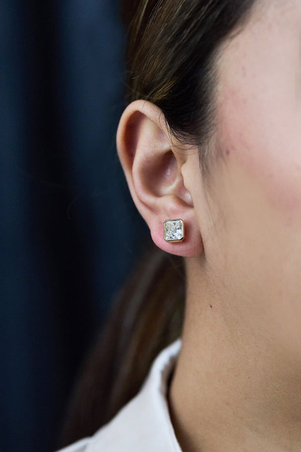 GIA 4.04 Radiant Cut Diamond Stud Earrings