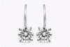 1.70 Carats Total Brilliant Round Diamond Lever-Back Drop Earrings in White Gold