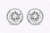 1.44 Carats Total Bezel Set Brilliant Round Diamond Stud Earrings in White Gold