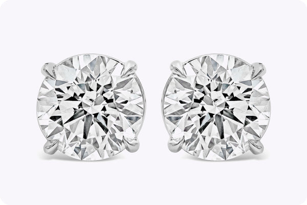 6.08 Carats Total Brilliant Round Shape Diamond Stud Earrings in White Gold