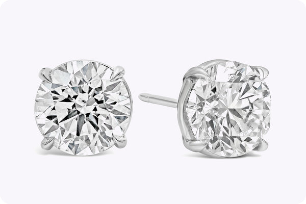 6.08 Carats Total Brilliant Round Shape Diamond Stud Earrings in White Gold