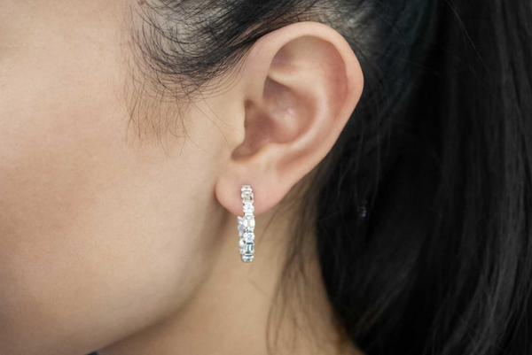 5.17 Carats Total Mixed-Cut Diamond Hoop Earrings in White Gold