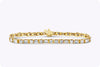 5.16 Carat Total Alternating Round and Baguette Diamonds Tennis Bracelet in Yellow Gold