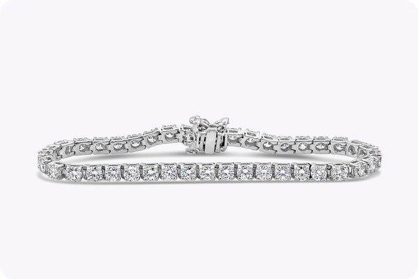 7.80 Carats Round Cut Diamond Floral Motif Clasp Tennis Bracelet in Platinum