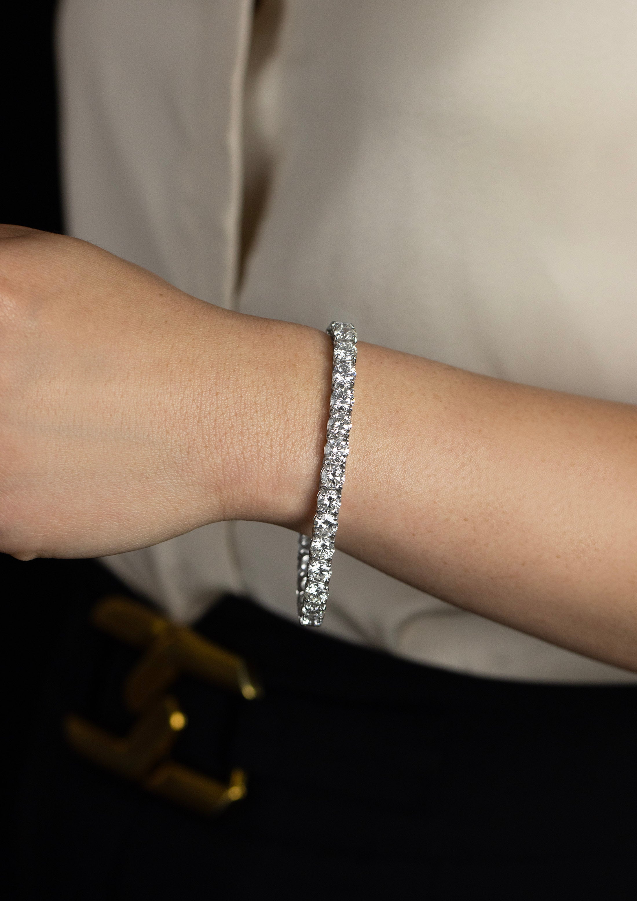 22.58 Carat Total Round Brilliant Cut Diamond Tennis Bracelet in Platinum