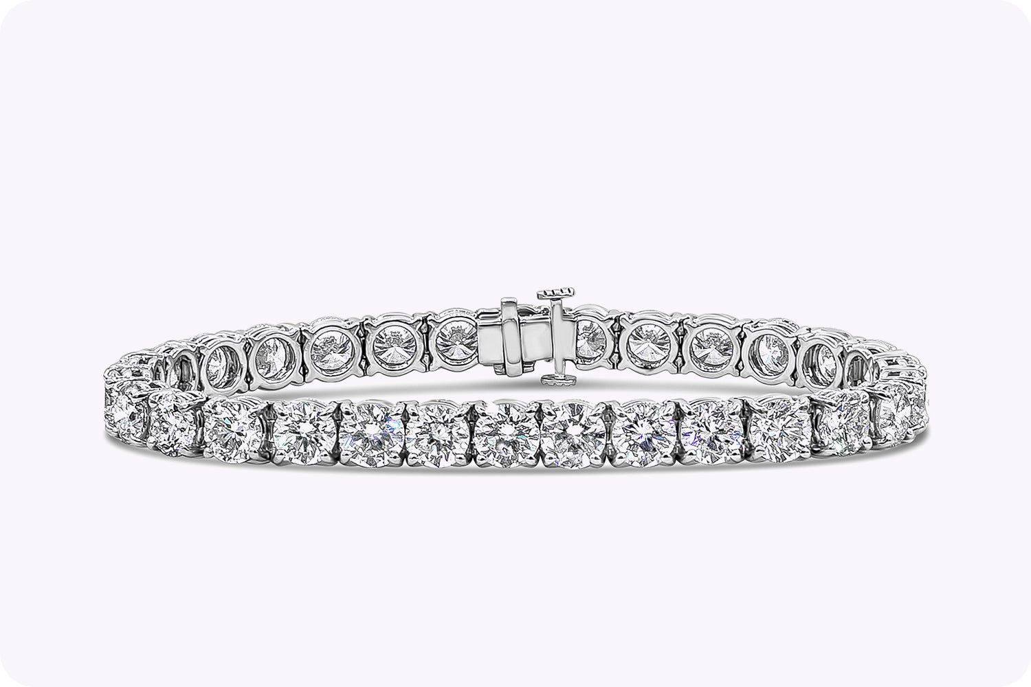 22.58 Carat Total Round Brilliant Cut Diamond Tennis Bracelet in Platinum