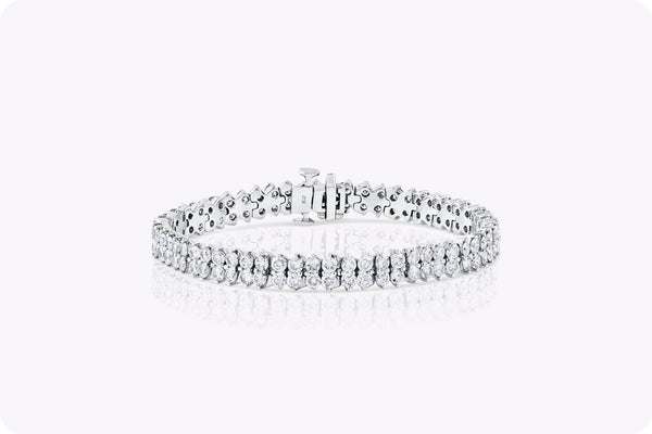 9.19 Carat Total Round Brilliant Cut Diamond Double Row Tennis Bracelet in White Gold