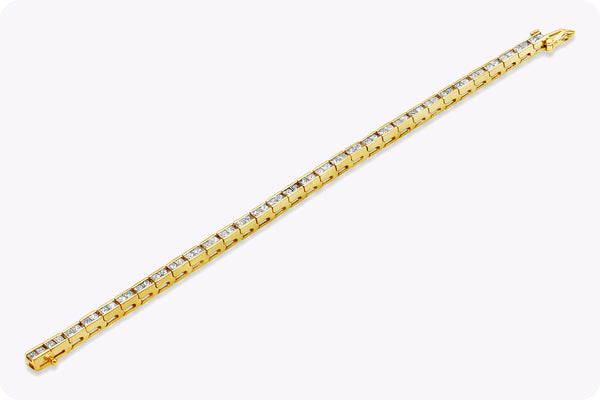 4.30 Carat Total Princess Cut Diamond Channel-Set Tennis Bracelet in Yellow Gold