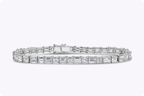 15.15 Carat Total Emerald Cut Diamond East-West Tennis Bracelet in Platinum