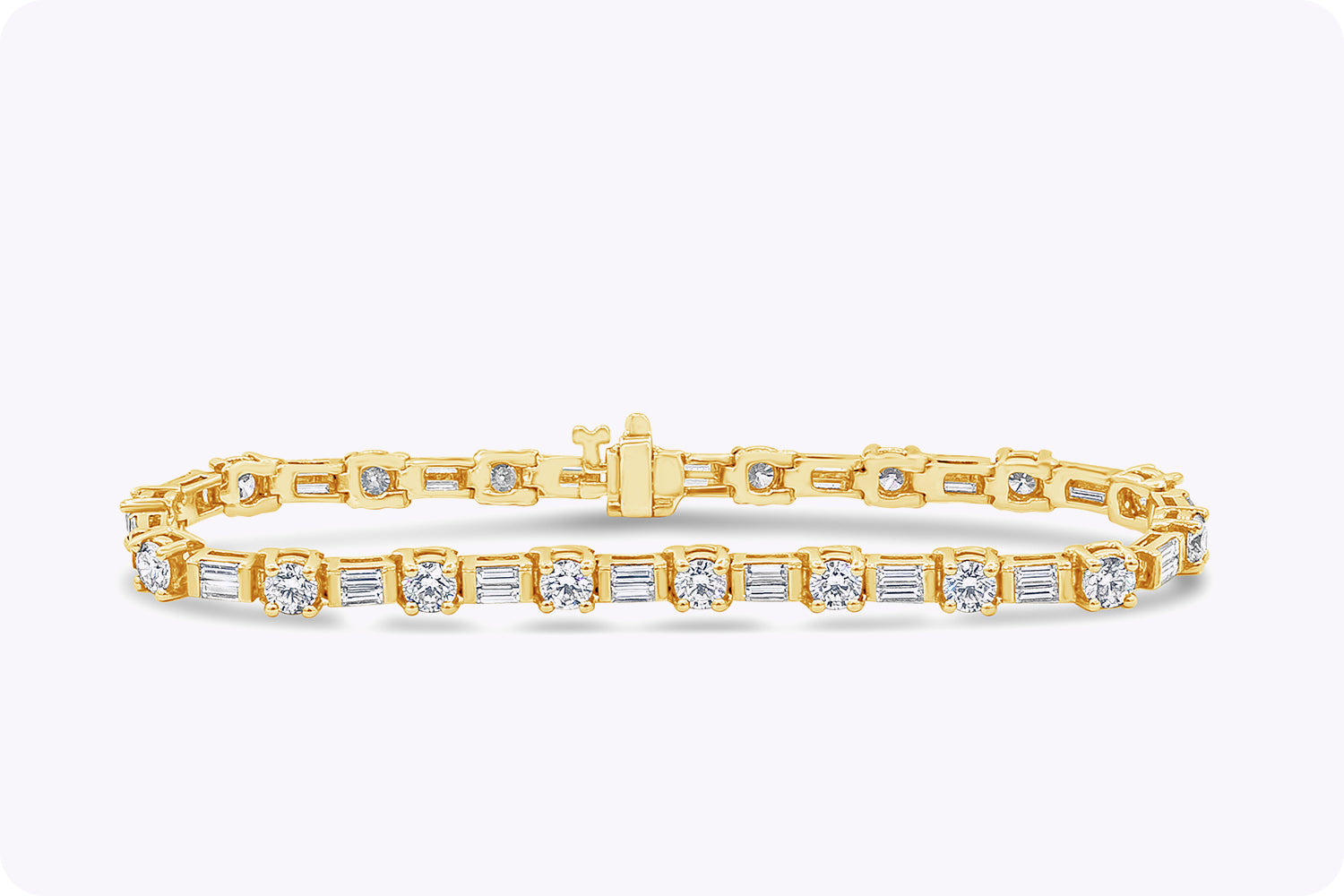 7.50 Carat Total Alternating Mixed-Cut Diamond Tennis Bracelet in Yellow Gold