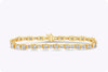 7.50 Carats Total Alternating Round and Baguette Diamonds Tennis Bracelet in Yellow Gold