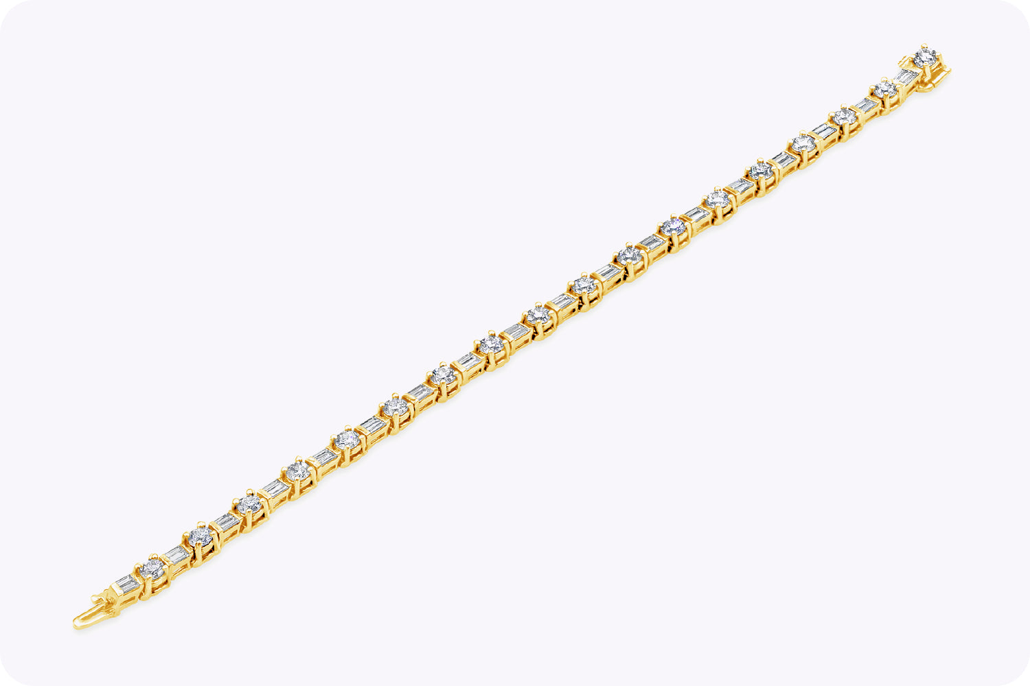 7.50 Carat Total Alternating Mixed-Cut Diamond Tennis Bracelet in Yellow Gold