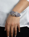 27.08 Carats Total Round Brilliant Cut Diamond & Sapphire Convertible Bracelet in White Gold