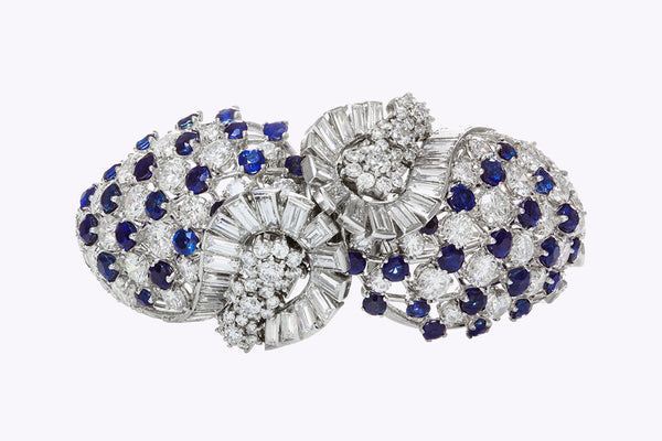 27.08 Carats Total Round Brilliant Cut Diamond & Sapphire Convertible Bracelet in White Gold