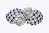 27.08 Carats Total Round Cut Blue Sapphire & Diamond Open-Work Bracelet Collapsable to Brooch in White Gold