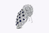 27.08 Carats Total Round Cut Blue Sapphire & Diamond Open-Work Bracelet Collapsable to Brooch in White Gold
