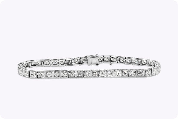 4.85 Carat Total Old European Cut Diamond Tennis Bracelet in Platinum