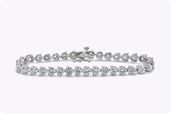 11.35 Carat Total Round Diamond Three-Prong Tennis Bracelet in White Gold