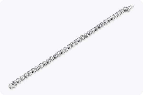 11.35 Carat Total Round Diamond Three-Prong Tennis Bracelet in White Gold