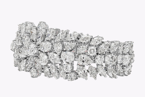 53.80 Carats Total Fancy Cut Diamond Bracelet in White Gold & Platinum