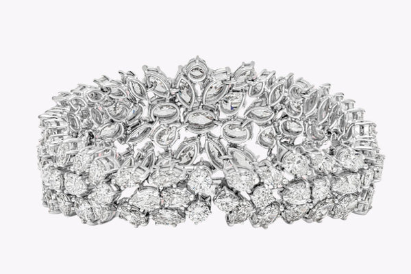 53.80 Carats Total Fancy Cut Diamond Bracelet in White Gold & Platinum