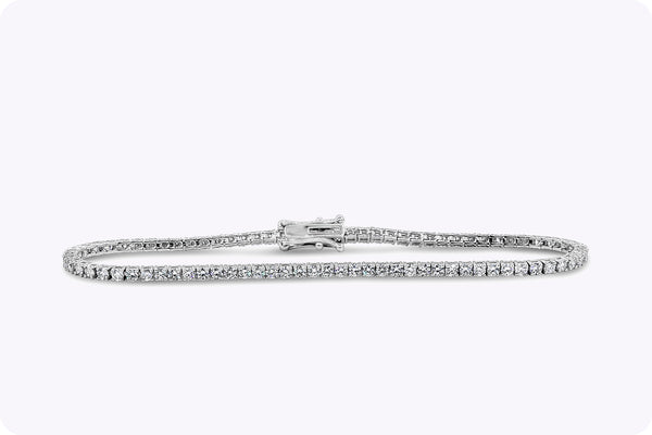 2.77 Carat Total Brilliant Round Shape Diamond Tennis Bracelet in White Gold