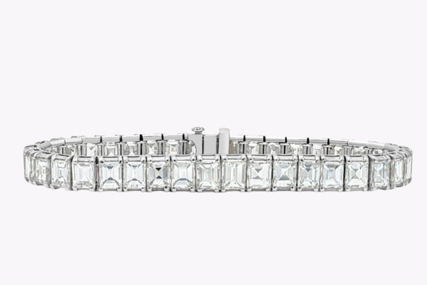 Baguette diamonds platinum tennis bracelet