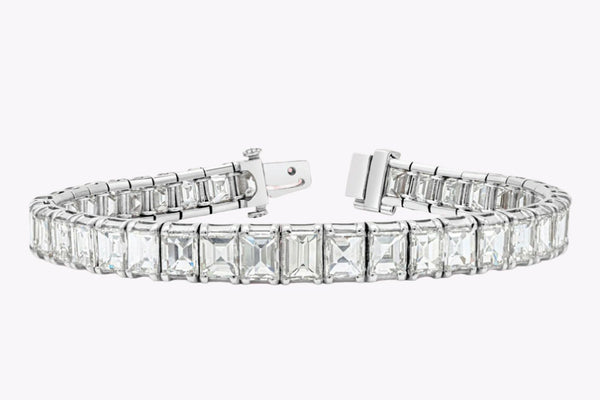 Baguette diamonds platinum tennis bracelet