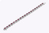 10.15 Carats Total Oval Cut Ruby with Diamond Flower Motif Bracelet in White Gold