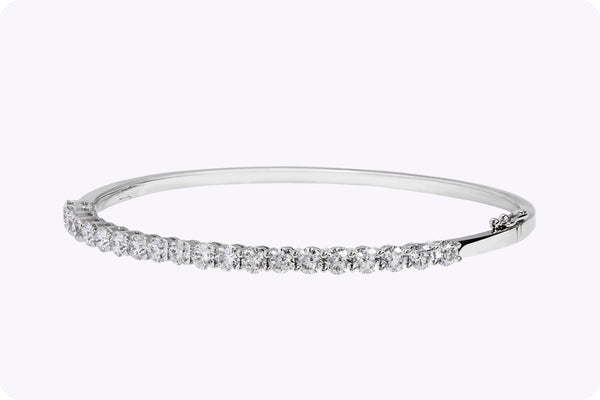 3.12 Carat Total Brilliant Round Shape Diamond Bangle Bracelet in White Gold