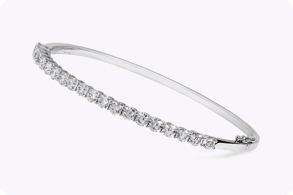 3.12 Carat Total Brilliant Round Shape Diamond Bangle Bracelet in White Gold