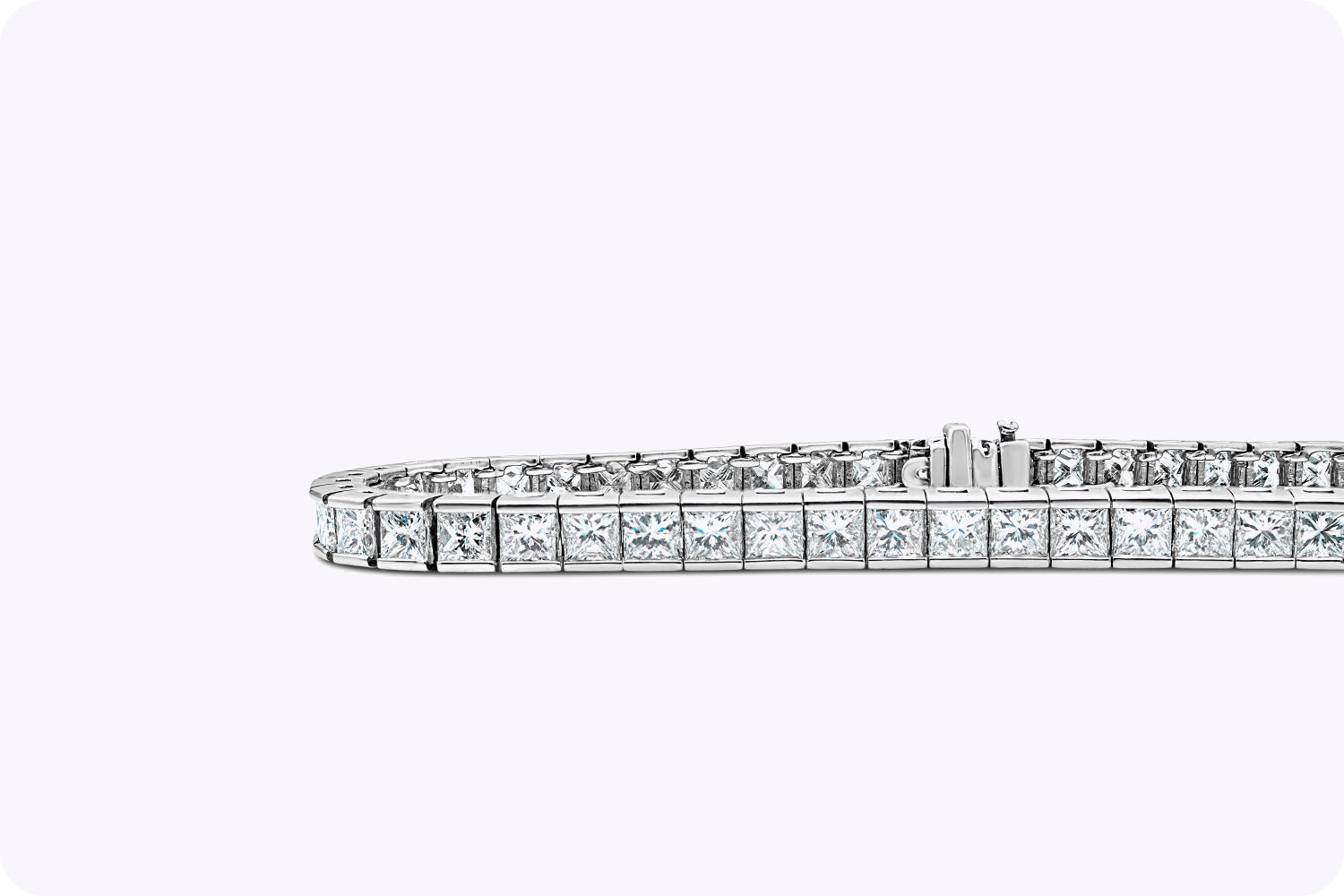 10.18 Carat Princess Cut Diamond Channel Set Tennis Bracelet in White Gold