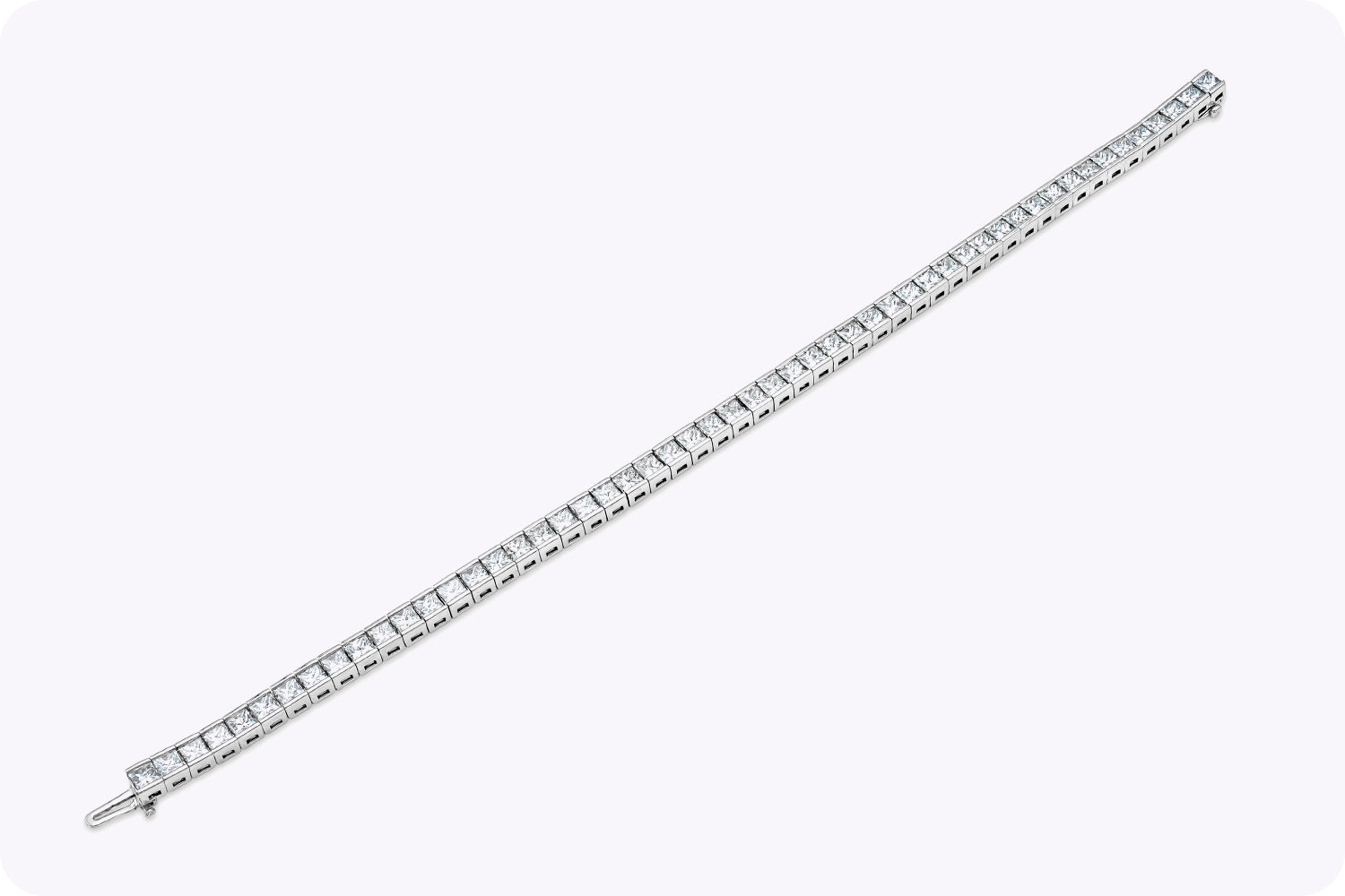 10.18 Carat Princess Cut Diamond Channel Set Tennis Bracelet in White Gold