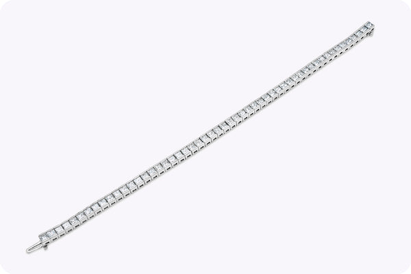 10.18 Carat Princess Cut Diamond Channel Set Tennis Bracelet in White Gold