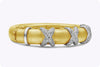 Triple Cross Diamond Thick Bangle Bracelet in White Gold & Yellow Gold