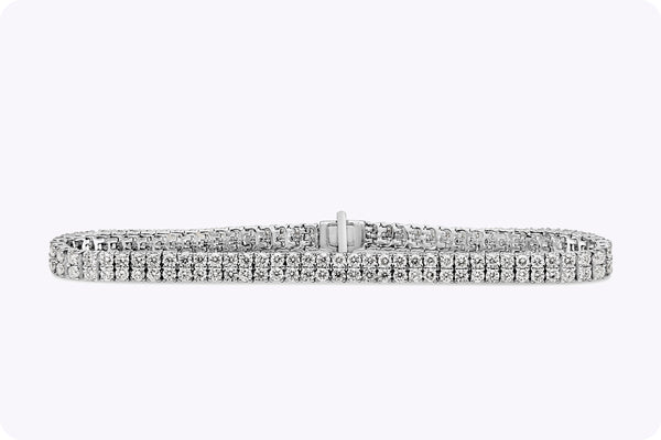 9.19 Carat Total Brilliant Round Cut Diamond Double Row Tennis Bracelet in White Gold