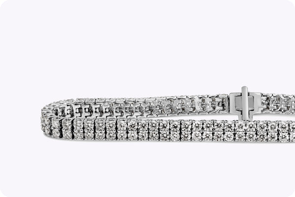 9.19 Carat Total Brilliant Round Cut Diamond Double Row Tennis Bracelet in White Gold