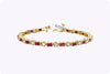 3.60 Carats Total Baguette Cut Ruby & Round Cut Diamond Fashion Bracelet in Yellow Gold