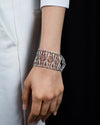 12.24 Carats Total Mixed Cut Diamond Wide Fashion Bracelet in White Gold