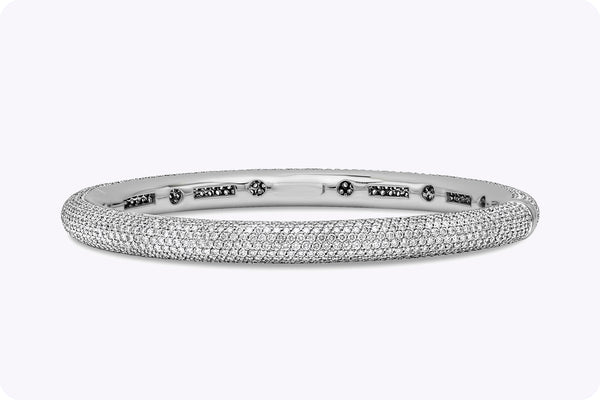 5.78 Carats Total Brilliant Round Cut Diamond Micro-Pave Bangle Bracelet in White Gold